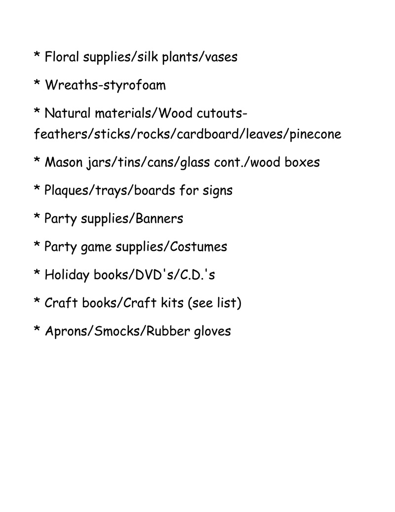 Crafting Supplies List