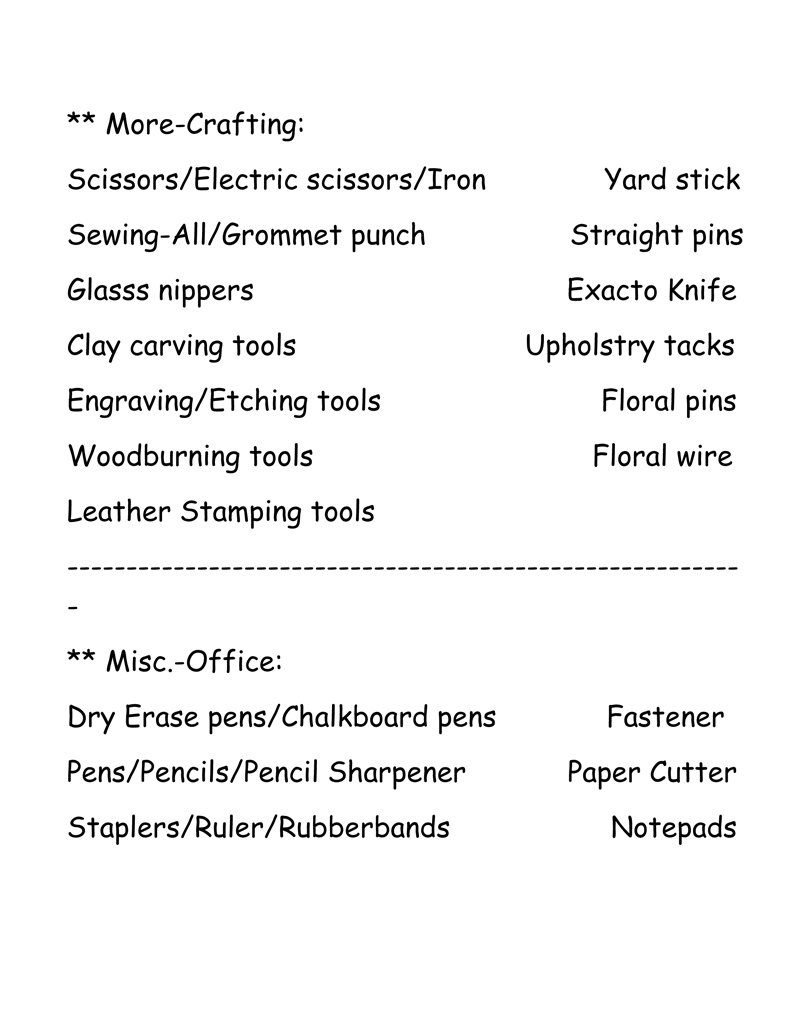 Crafting Tools and Machines List