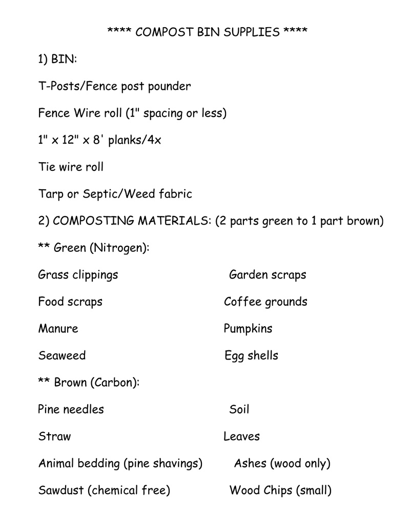 Setting Up A Compost Bin Materials List