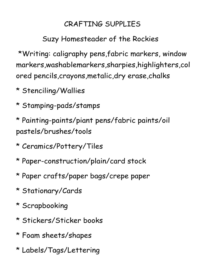 Crafting Supplies List