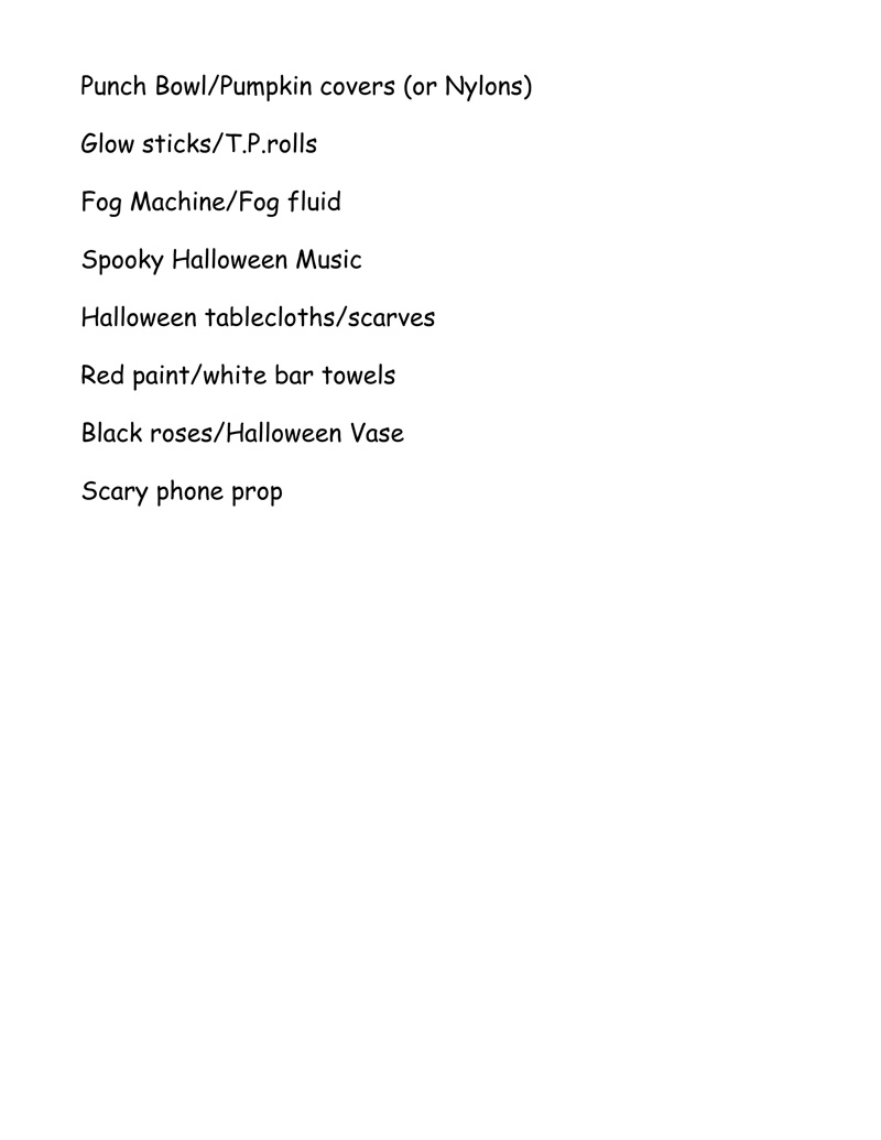Halloween Cocktails and Crafts Supplies List #2