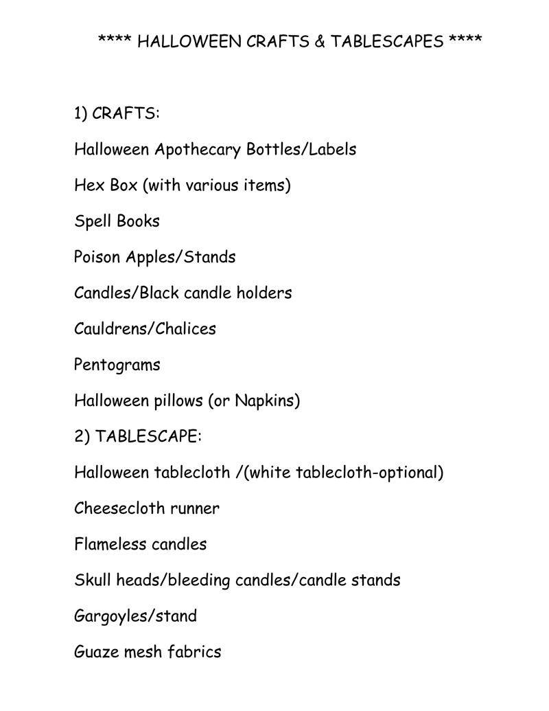 Halloween Crafts and Tablescapes List #1